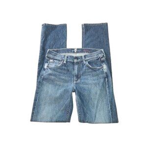 7 For All Mankind Men’s Straight Jeans - Medium Blue Faded Wash
